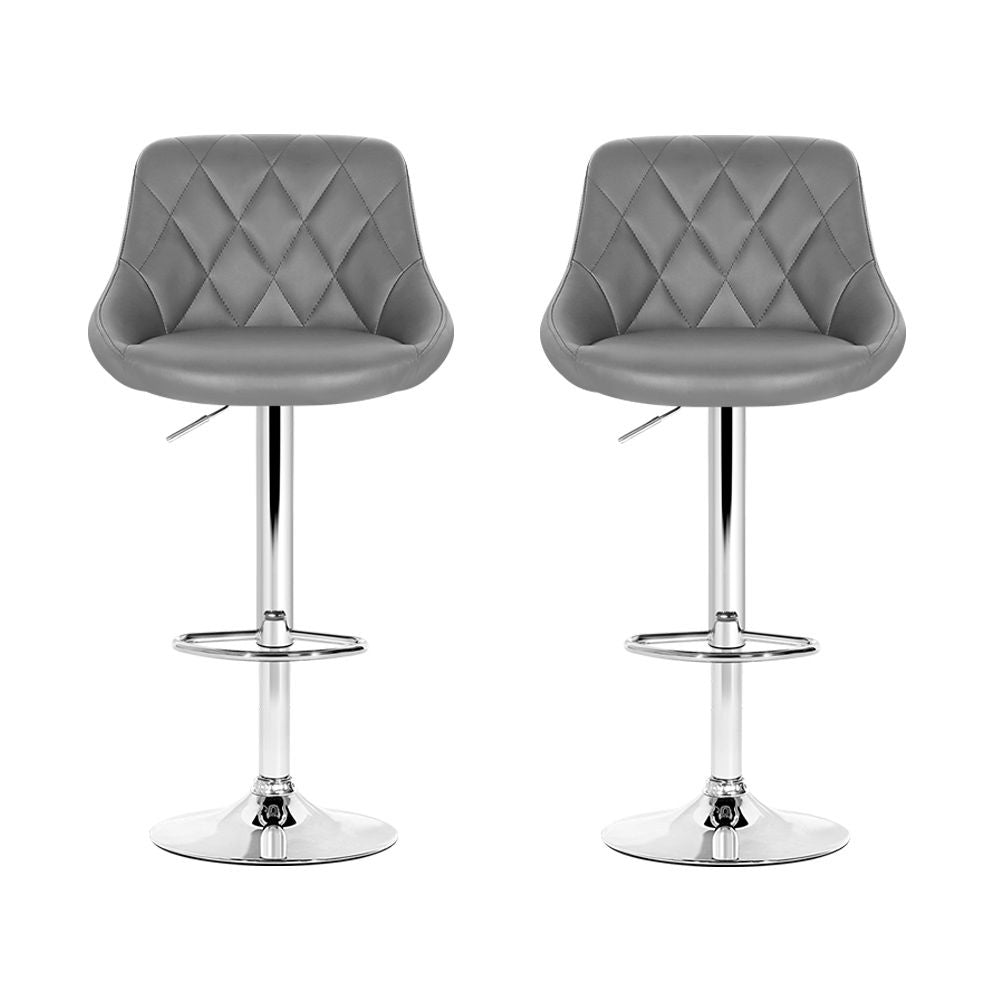 Henry PU Leather Counter Stool - Grey (Set of 2)