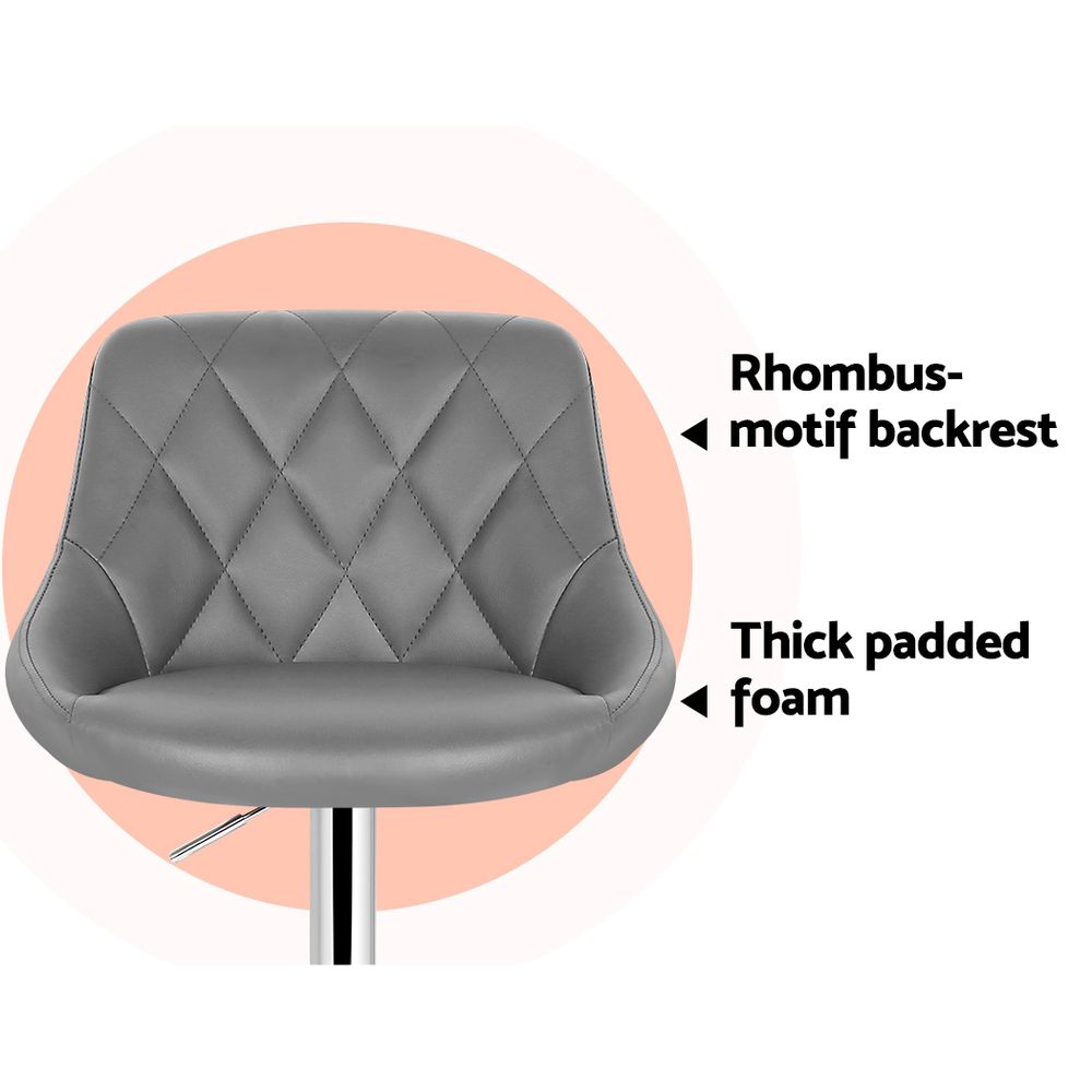 Henry PU Leather Counter Stool - Grey (Set of 4)