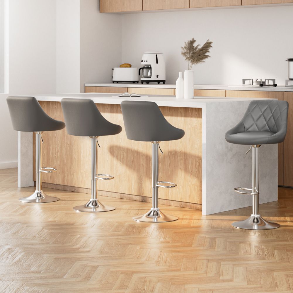 Henry PU Leather Counter Stool - Grey (Set of 4)
