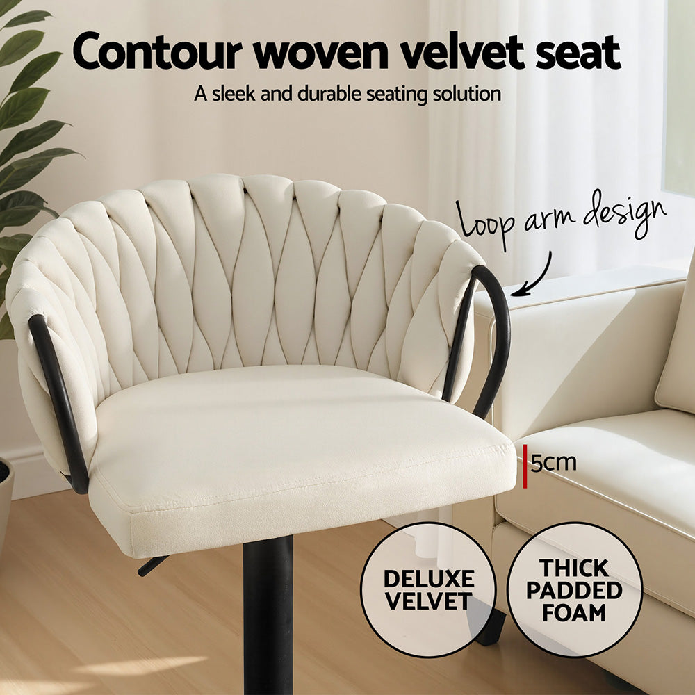 Violet Velvet Counter Stool - Ivory