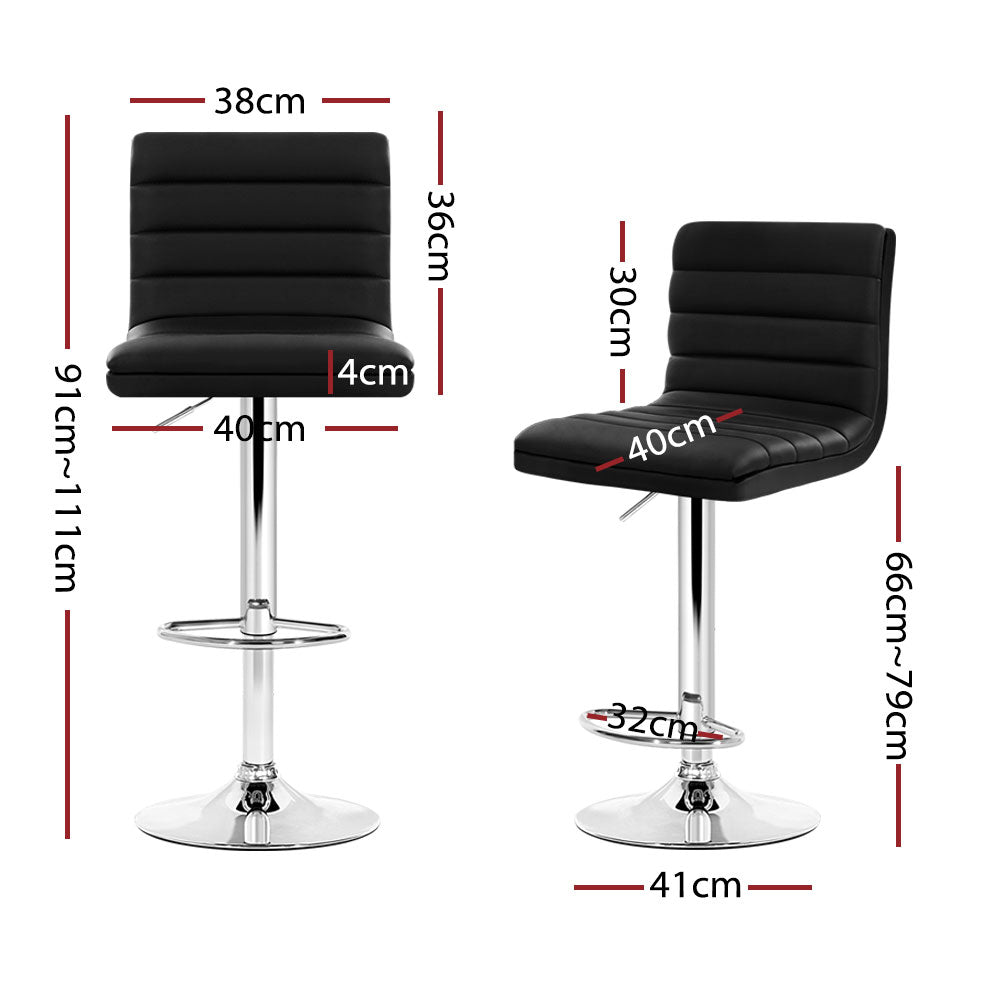 Louis PU Leather Counter Stool - Black (Set of 4)
