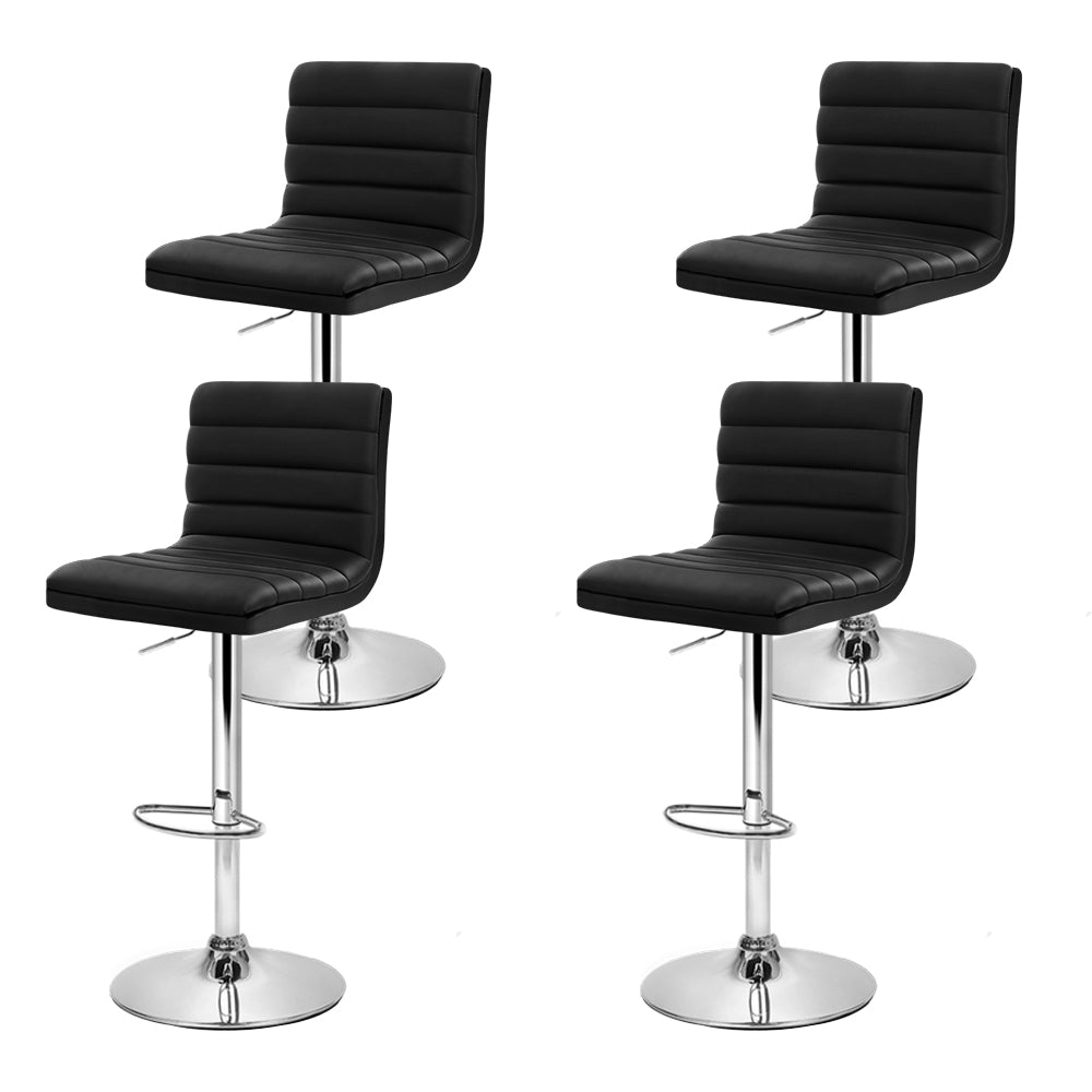 Louis PU Leather Counter Stool - Black (Set of 4)