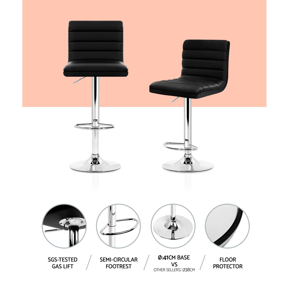 Louis PU Leather Counter Stool - Black (Set of 4)
