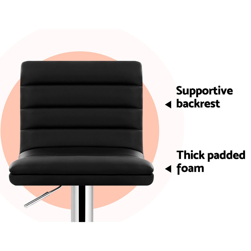 Louis PU Leather Counter Stool - Black (Set of 4)