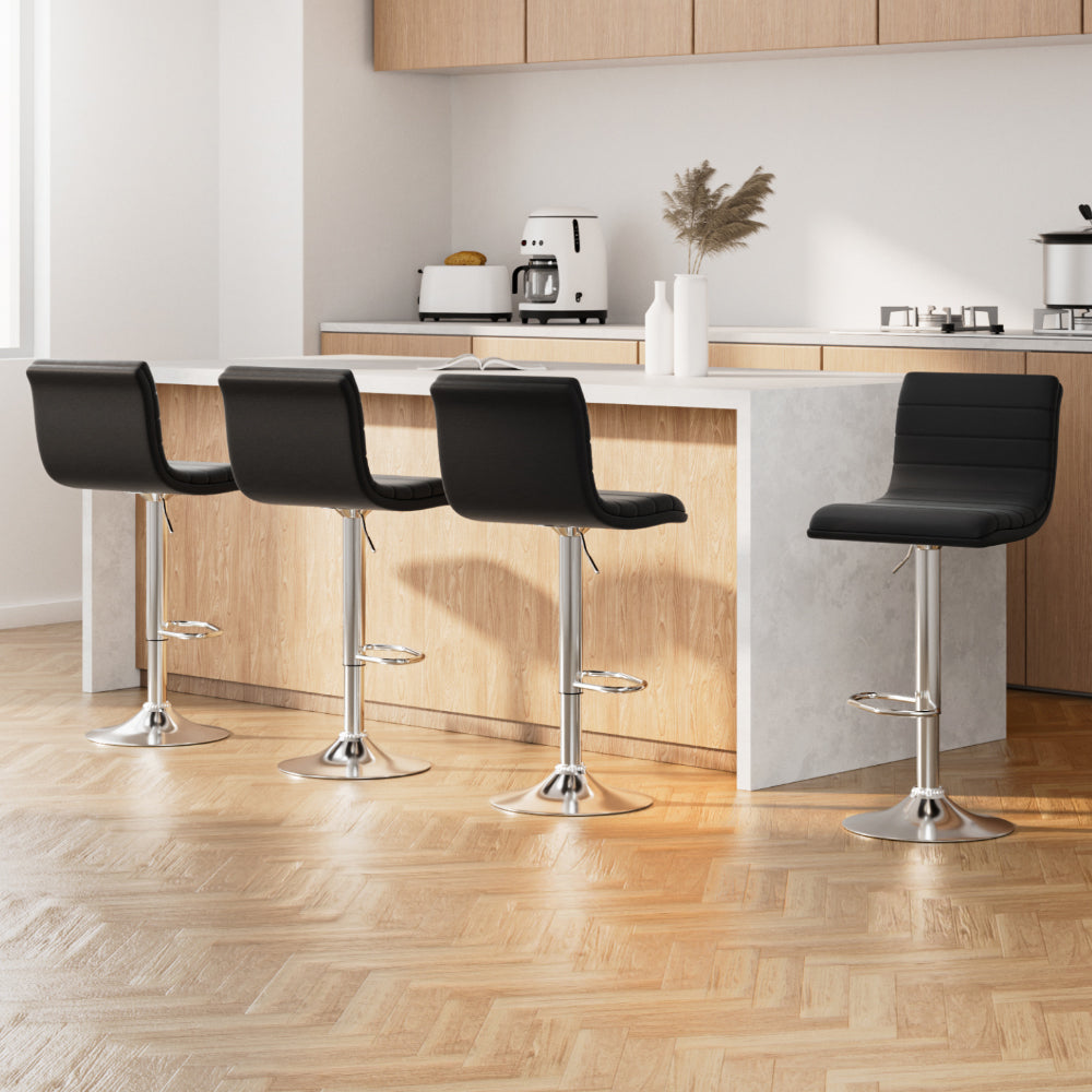 Louis PU Leather Counter Stool - Black (Set of 4)
