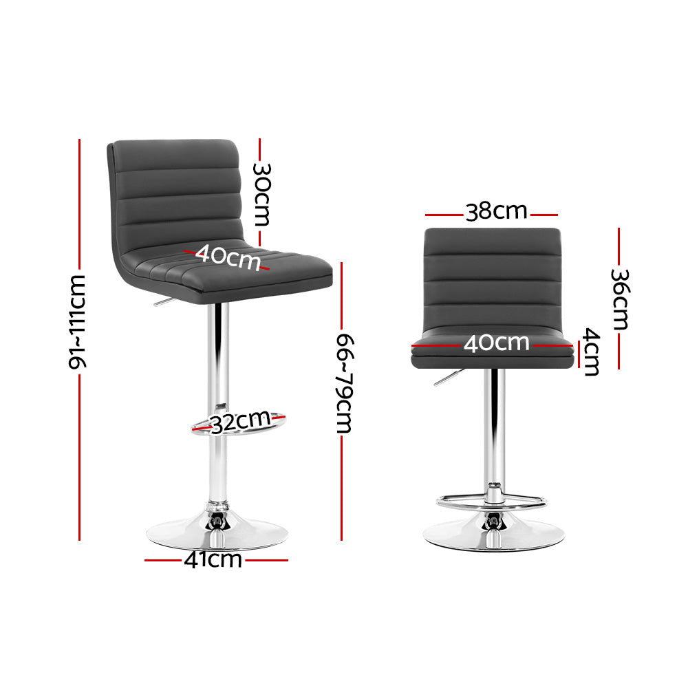Louis PU Leather Counter Stool - Grey (Set of 2)