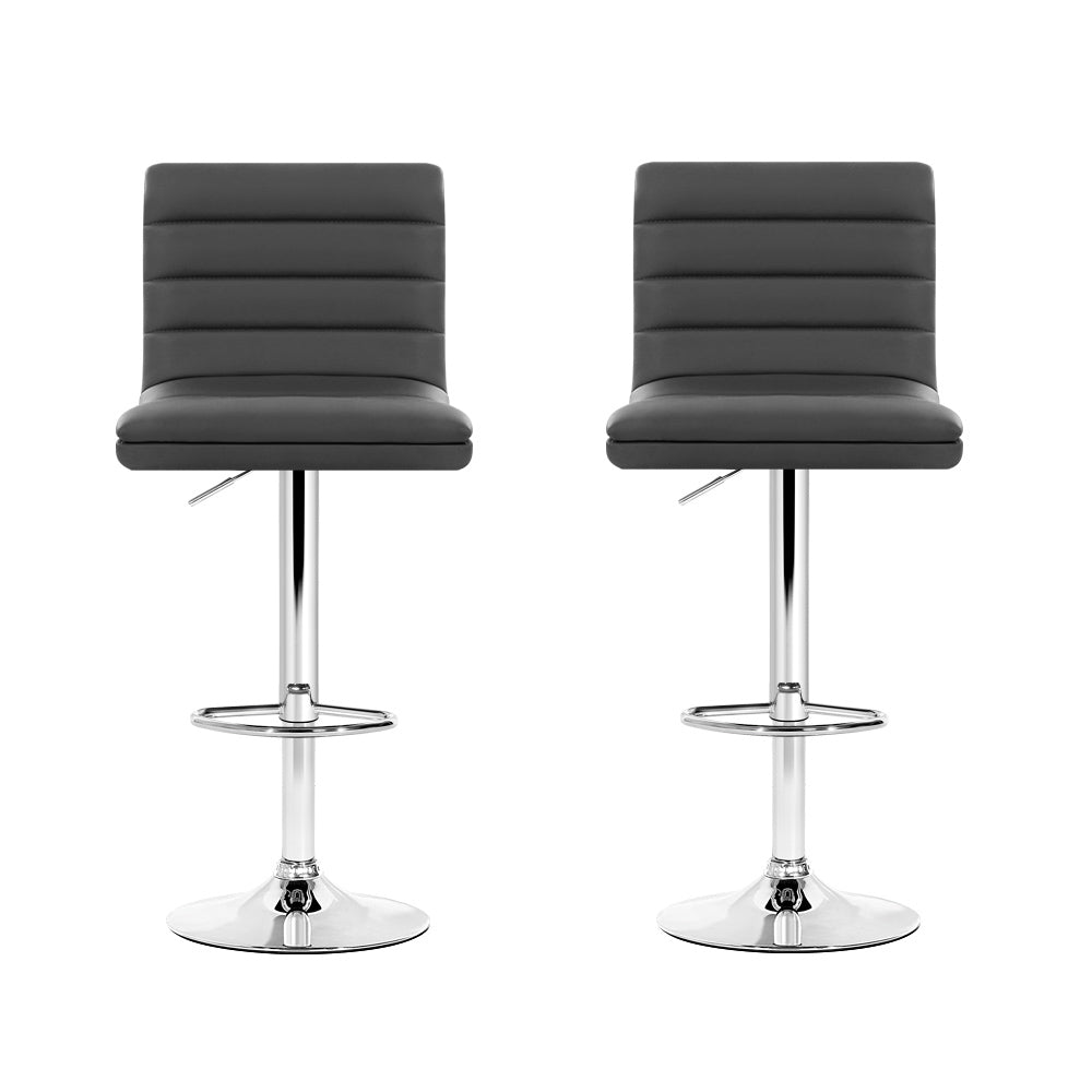 Louis PU Leather Counter Stool - Grey (Set of 2)