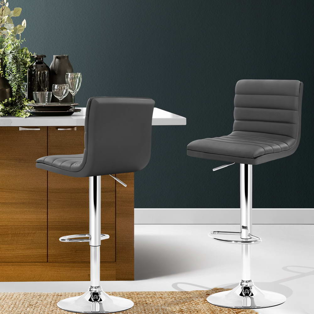 Louis PU Leather Counter Stool - Grey (Set of 2)