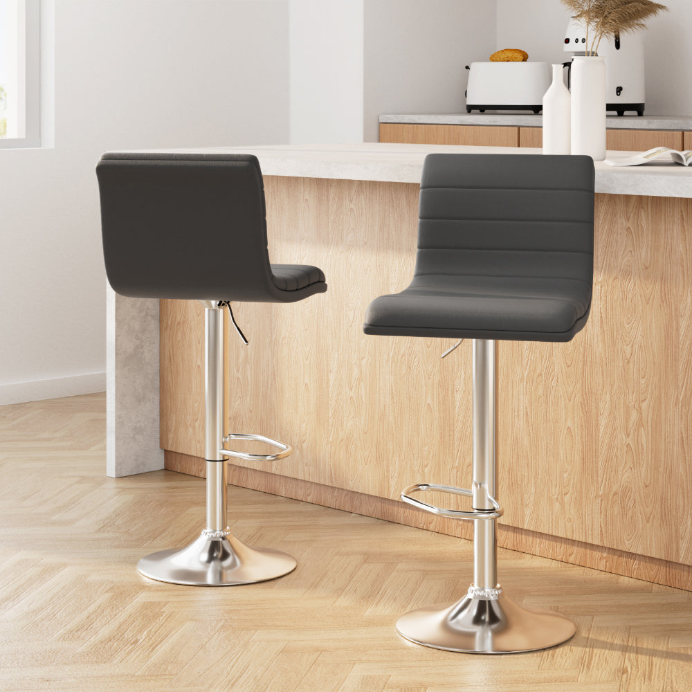 Louis PU Leather Counter Stool - Grey (Set of 2)