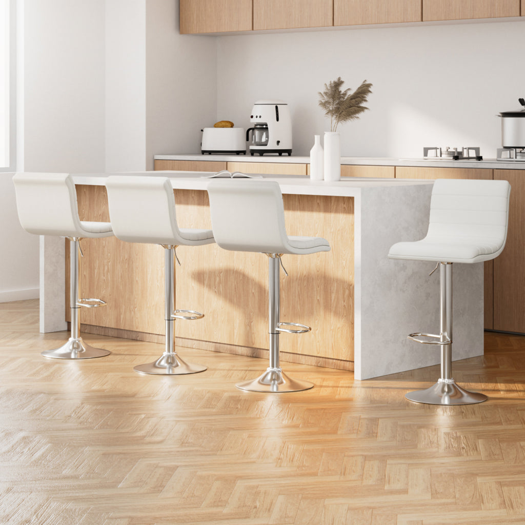 Louis PU Leather Counter Stool - White (Set of 4)