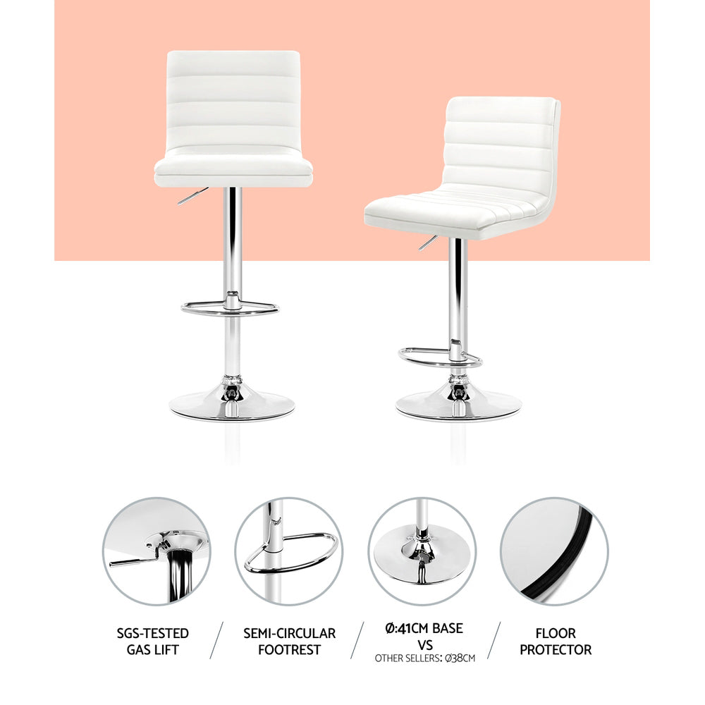 Louis PU Leather Counter Stool - White (Set of 4)
