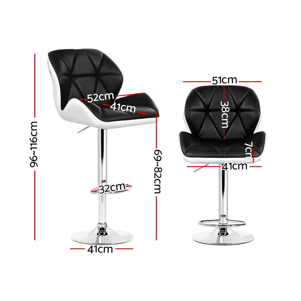 Eleanor PU Leather Counter Stool - Black & White (Set of 2)