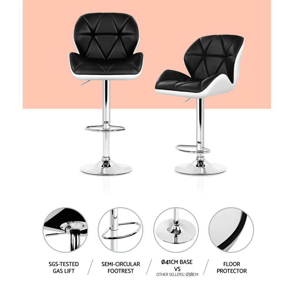 Eleanor PU Leather Counter Stool - Black & White (Set of 2)