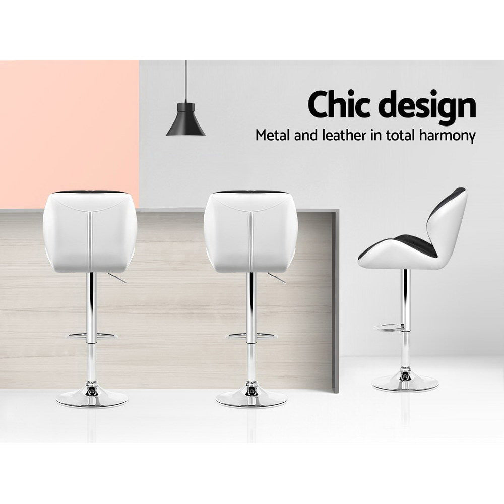 Eleanor PU Leather Counter Stool - Black & White (Set of 2)