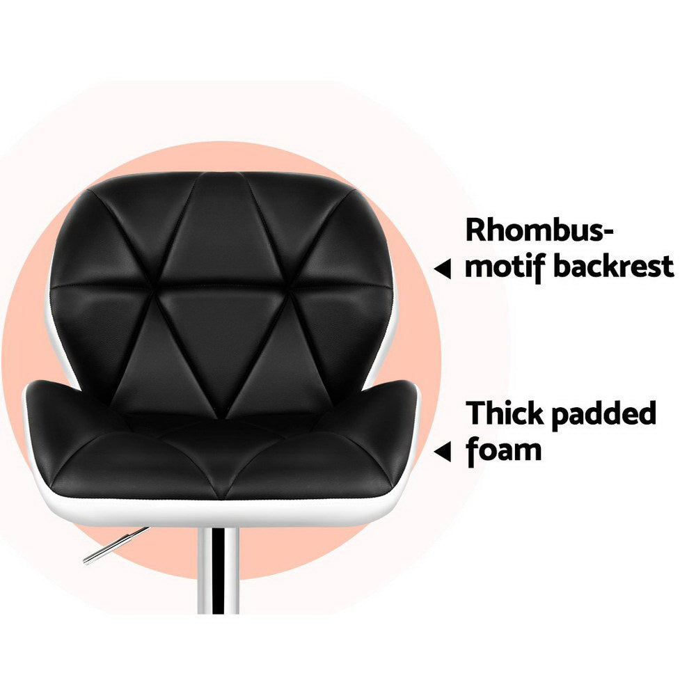 Eleanor PU Leather Counter Stool - Black & White (Set of 2)