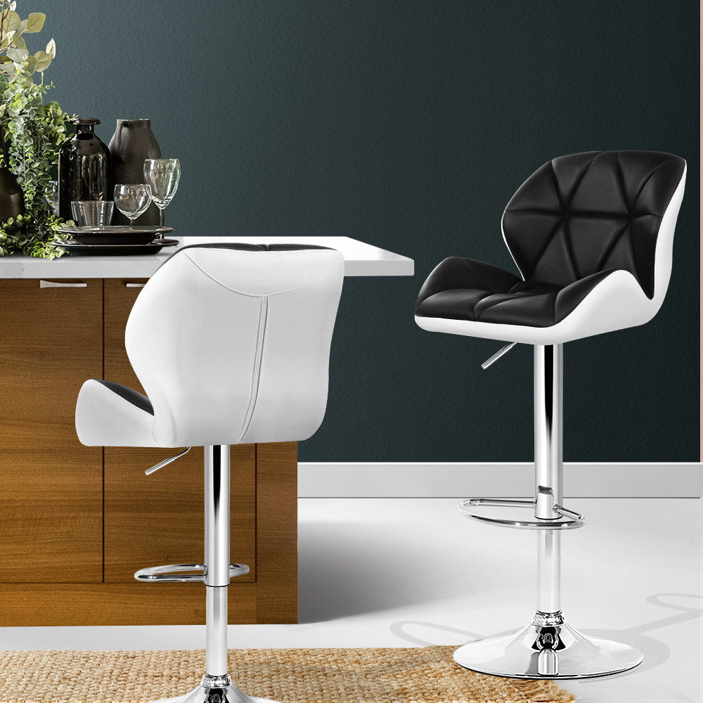Eleanor PU Leather Counter Stool - Black & White (Set of 2)
