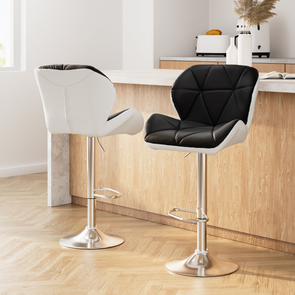 Eleanor PU Leather Counter Stool - Black & White (Set of 2)
