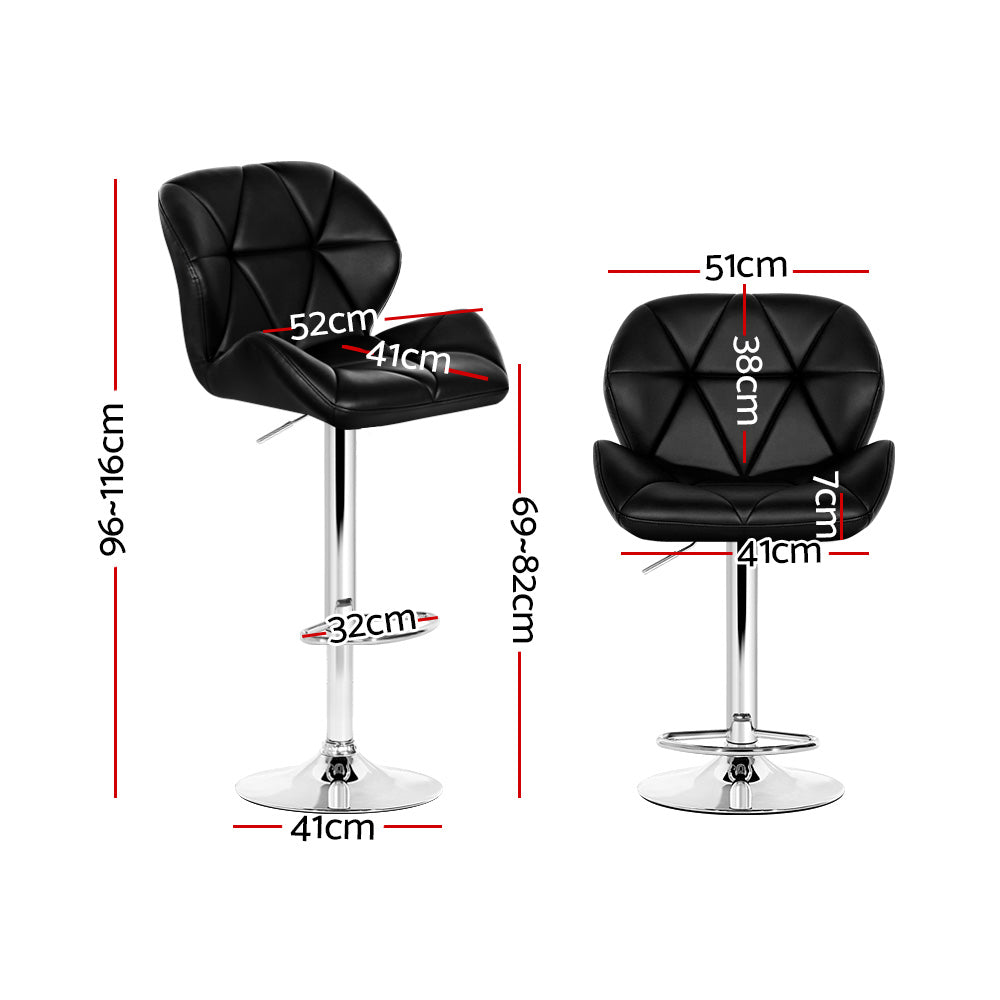 Eleanor PU Leather Counter Stool - Black (Set of 2)
