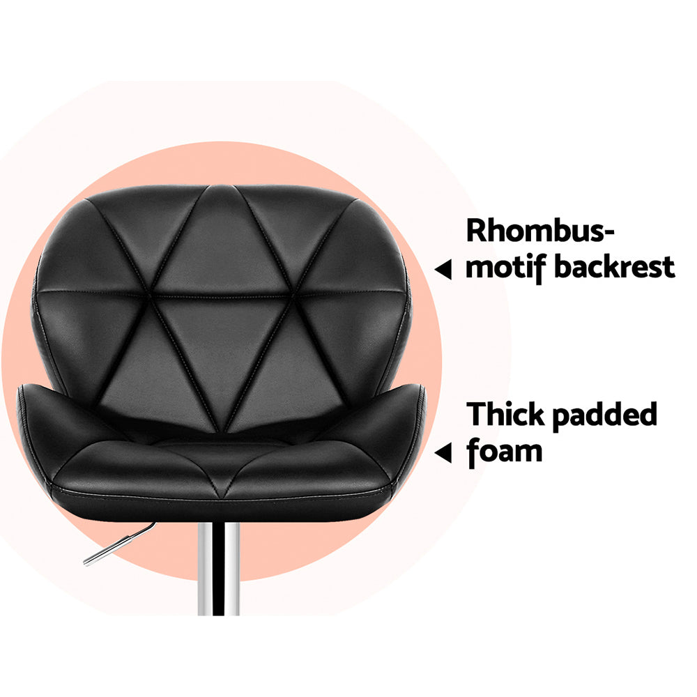 Eleanor PU Leather Counter Stool - Black (Set of 2)