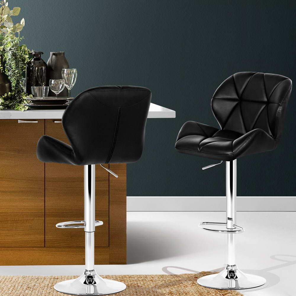 Eleanor PU Leather Counter Stool - Black (Set of 2)
