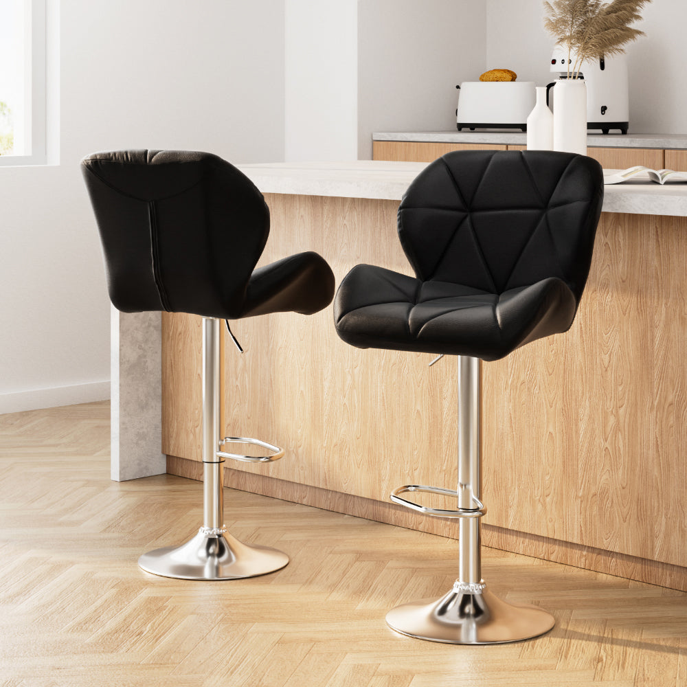 Eleanor PU Leather Counter Stool - Black (Set of 2)