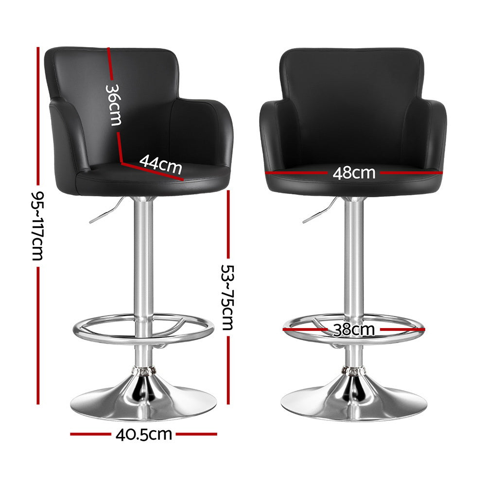 Finn PU Leather Counter Stool - Black (Set of 2)