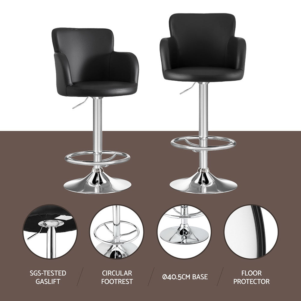 Finn PU Leather Counter Stool - Black (Set of 2)