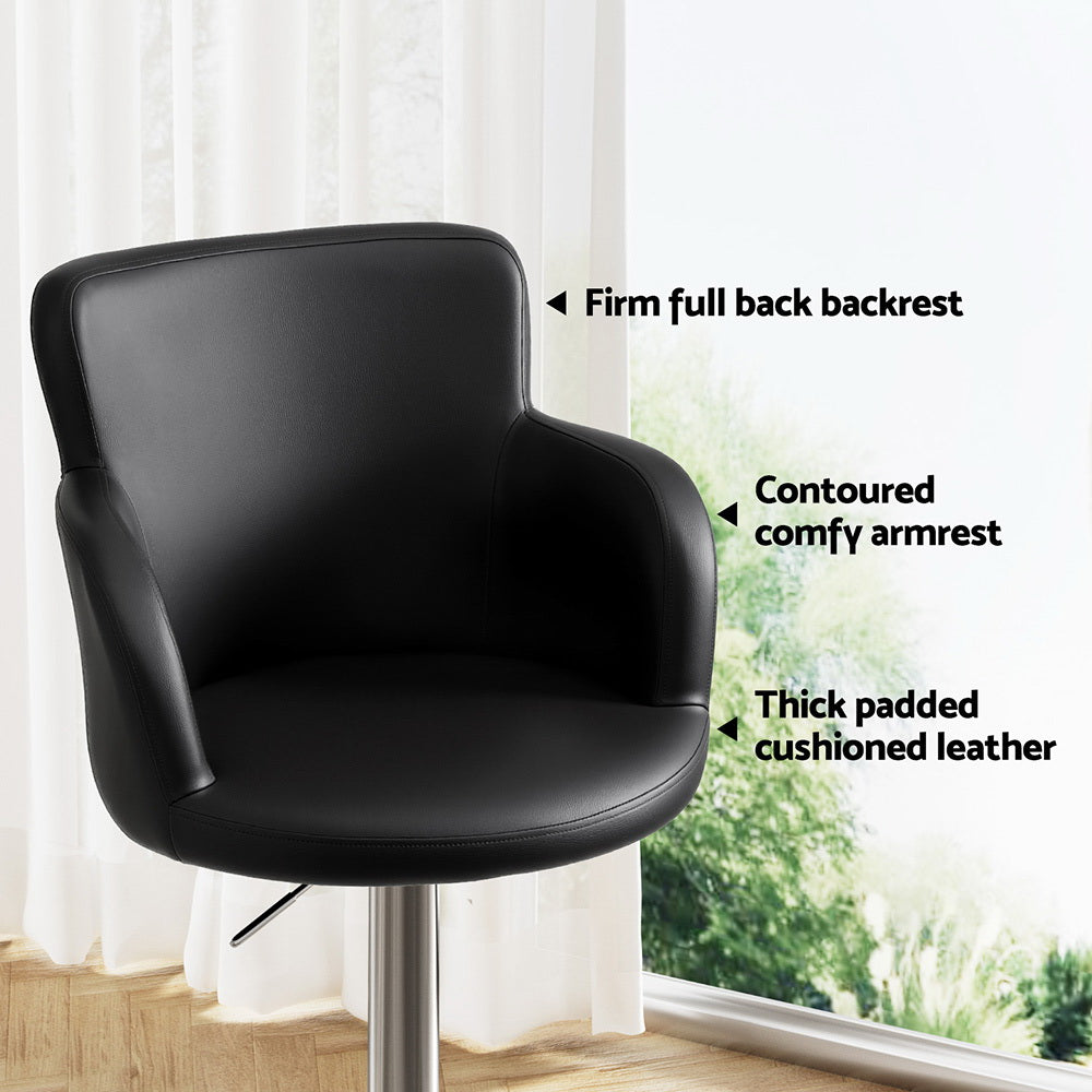 Finn PU Leather Counter Stool - Black (Set of 2)
