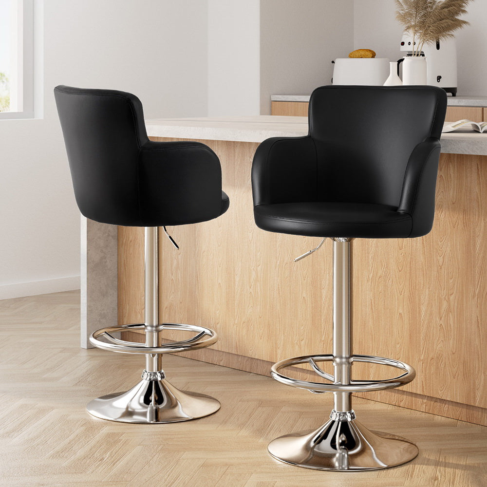 Finn PU Leather Counter Stool - Black (Set of 2)