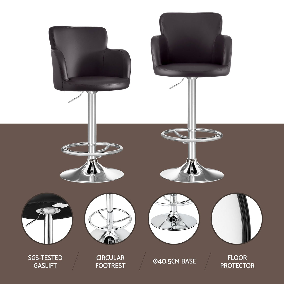 Finn PU Leather Counter Stool - Brown (Set of 4)