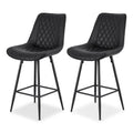 Alice PU Leather Counter Stool - Black (Set of 2)