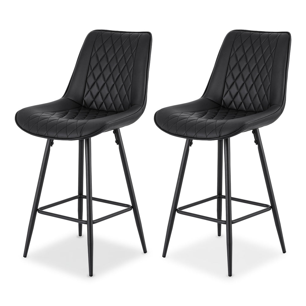 Alice PU Leather Counter Stool - Black (Set of 2)