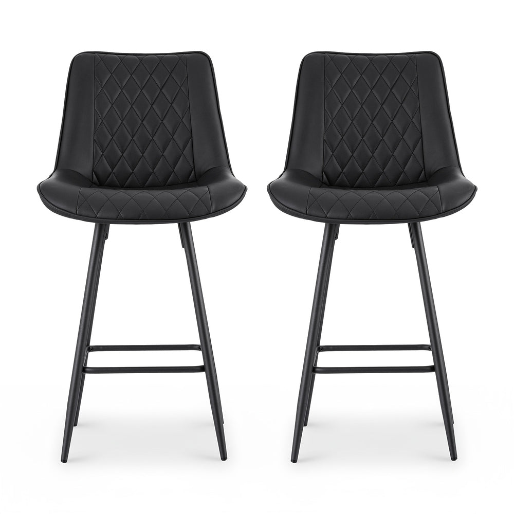 Alice PU Leather Counter Stool - Black (Set of 2)