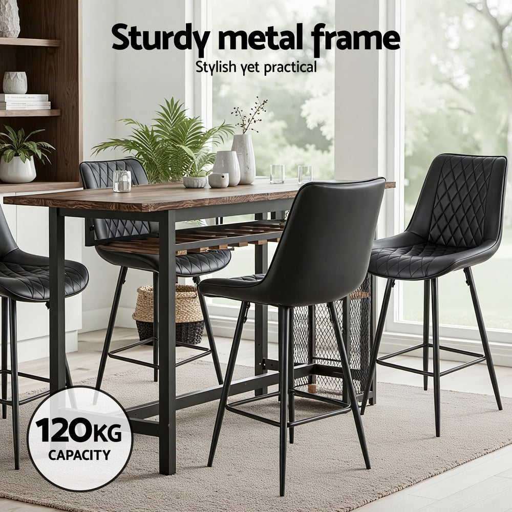 Alice PU Leather Counter Stool - Black (Set of 2)