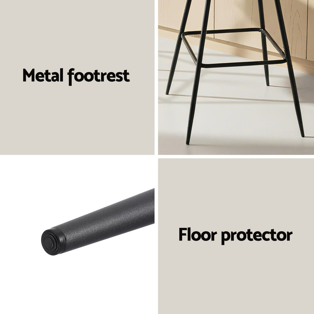Alice PU Leather Counter Stool - Black (Set of 2)