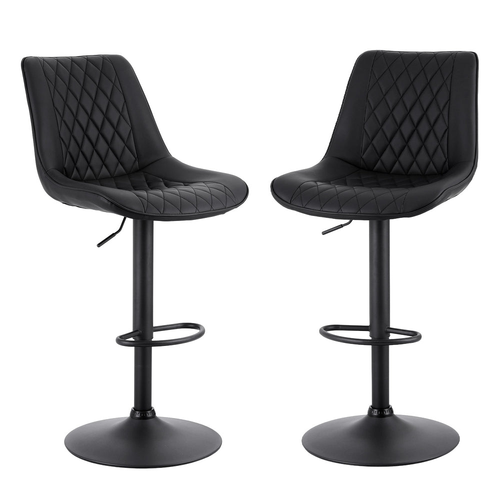 Sebastian PU Leather Counter Stool - Black (Set of 2)