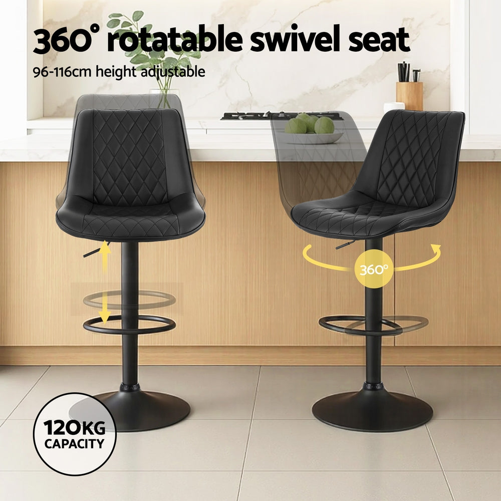 Sebastian PU Leather Counter Stool - Black (Set of 2)