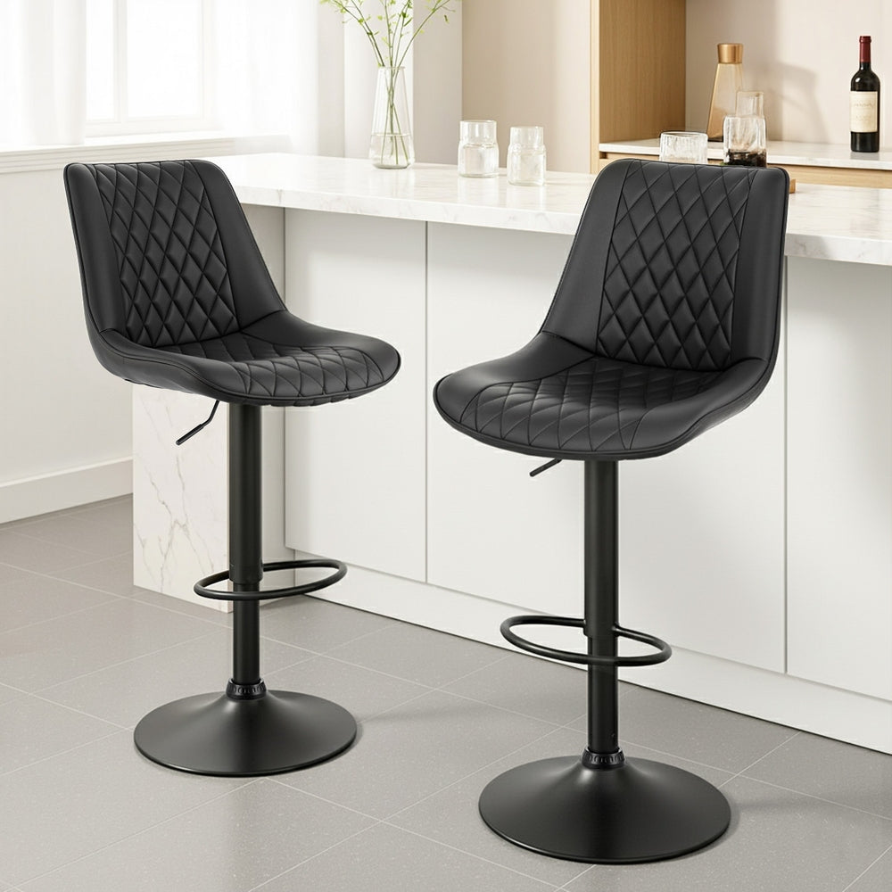 Sebastian PU Leather Counter Stool - Black (Set of 2)