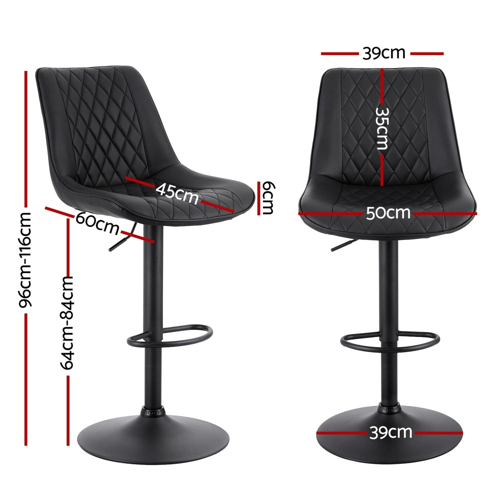 Sebastian PU Leather Counter Stool - Black (Set of 4)