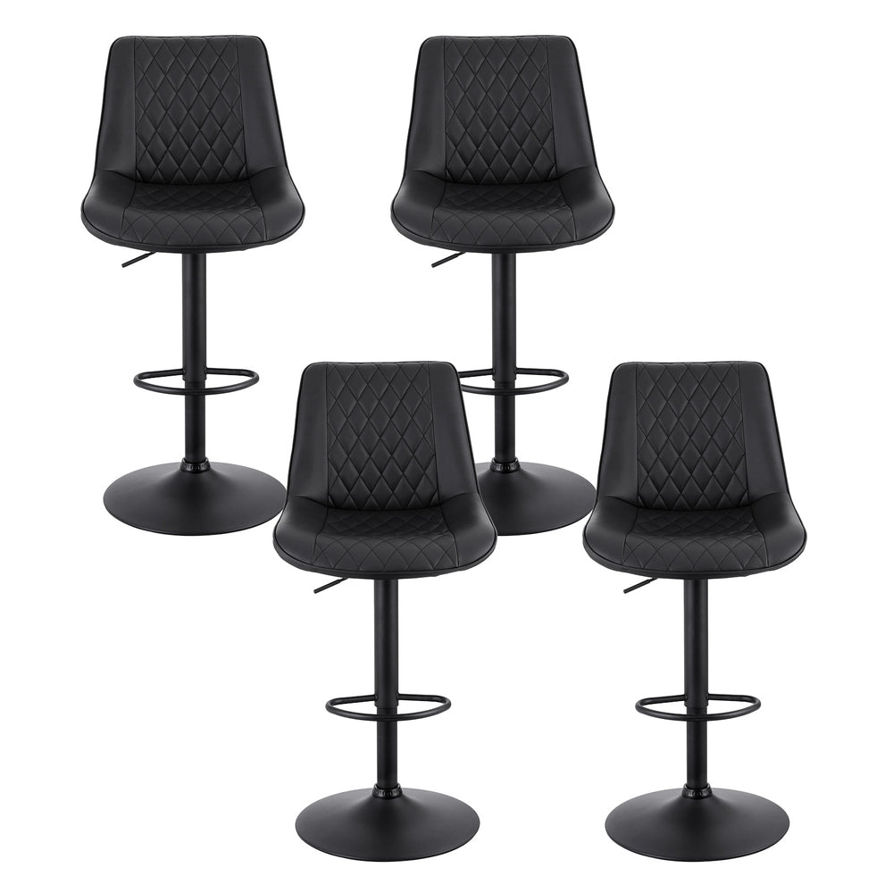 Sebastian PU Leather Counter Stool - Black (Set of 4)