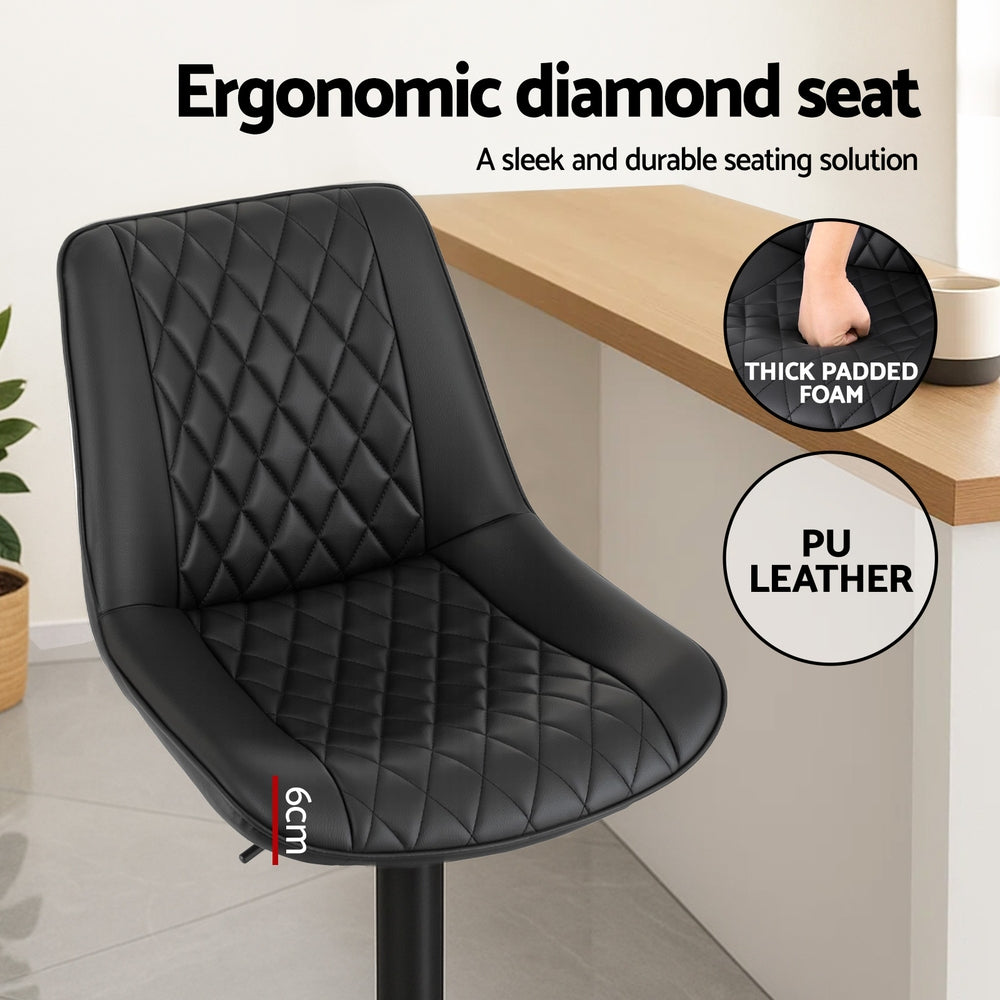 Sebastian PU Leather Counter Stool - Black (Set of 4)