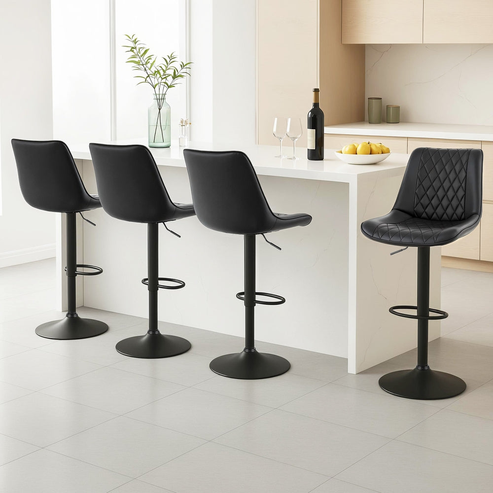 Sebastian PU Leather Counter Stool - Black (Set of 4)