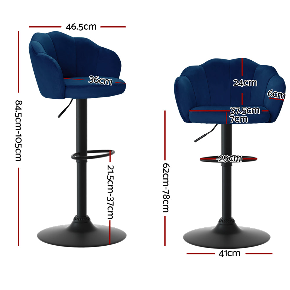Rose Velvet Counter Stool - Blue (Set of 2)