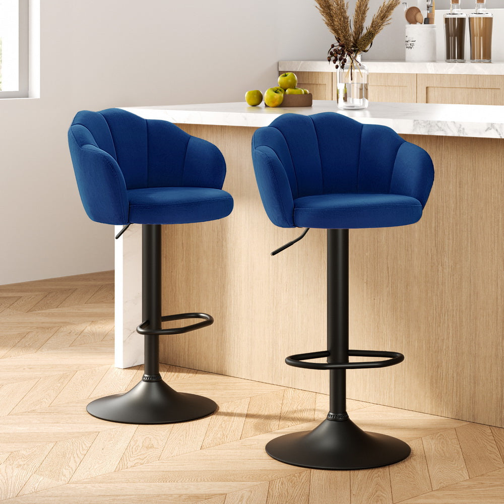 Rose Velvet Counter Stool - Blue (Set of 2)