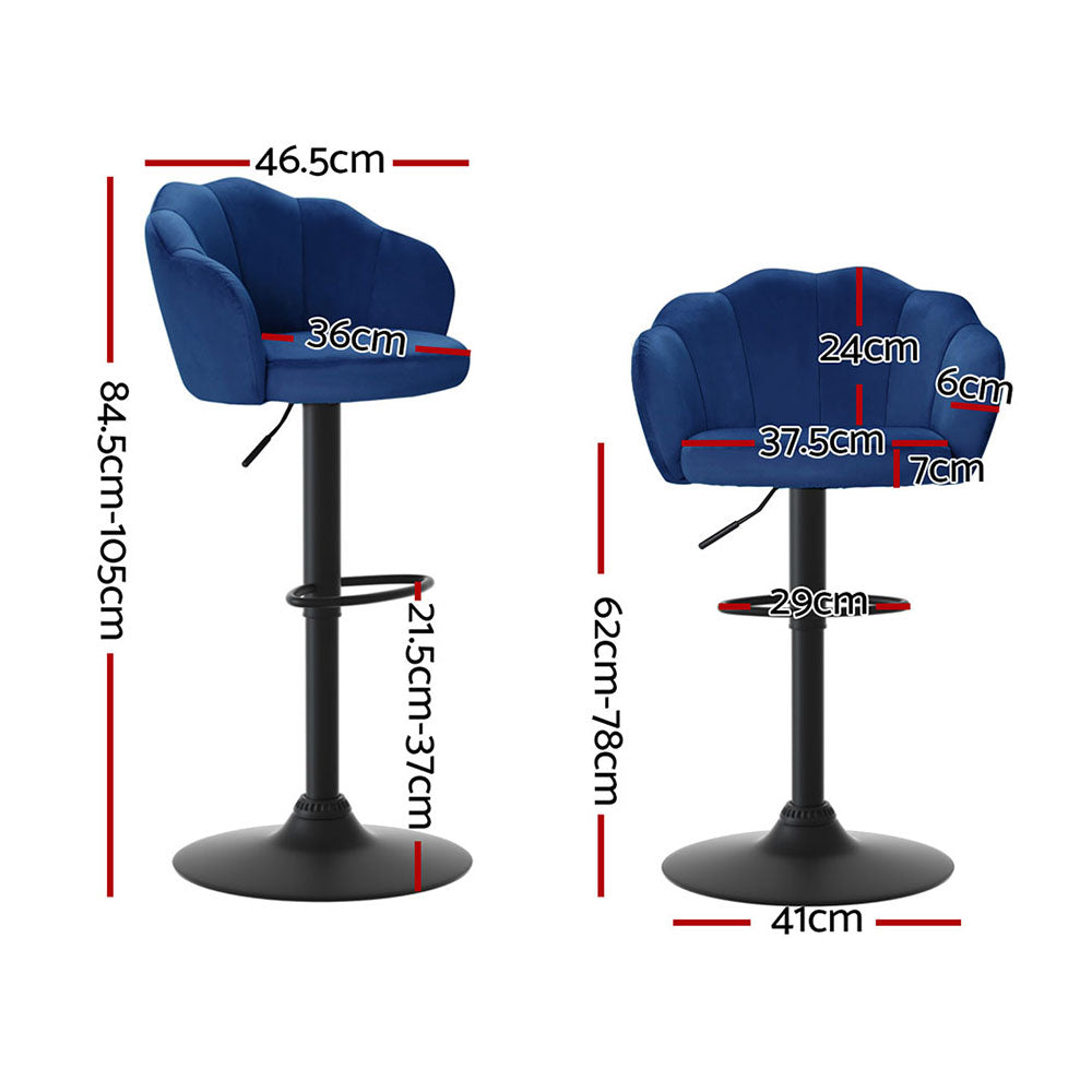 Rose Velvet Counter Stool - Blue (Set of 4)