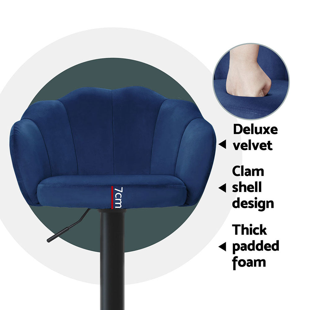 Rose Velvet Counter Stool - Blue (Set of 4)