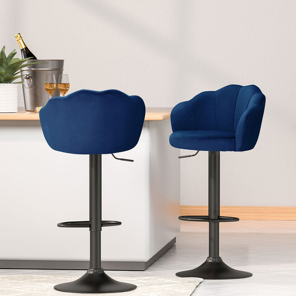 Rose Velvet Counter Stool - Blue (Set of 4)