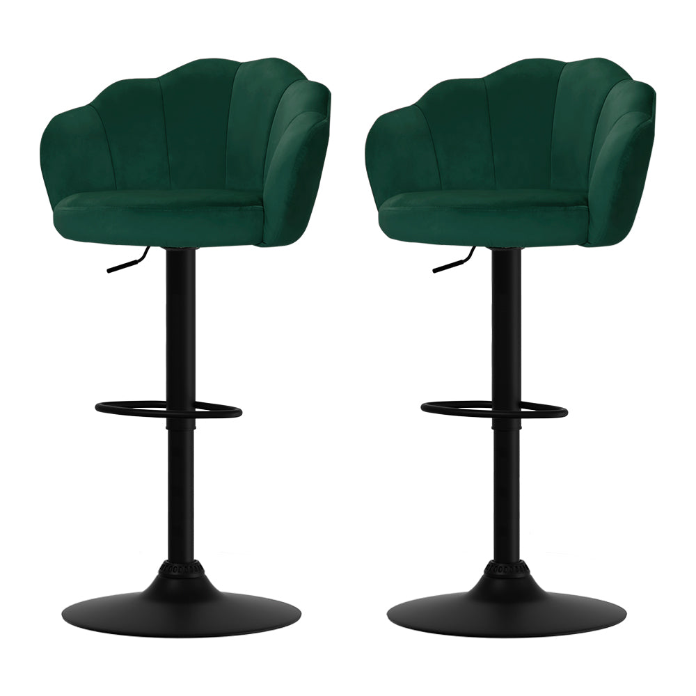 Rose Velvet Counter Stool - Green (Set of 2)