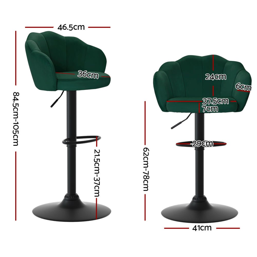 Rose Velvet Counter Stool - Green (Set of 2)