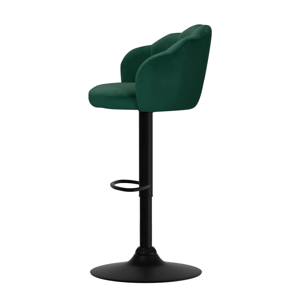 Rose Velvet Counter Stool - Green (Set of 2)